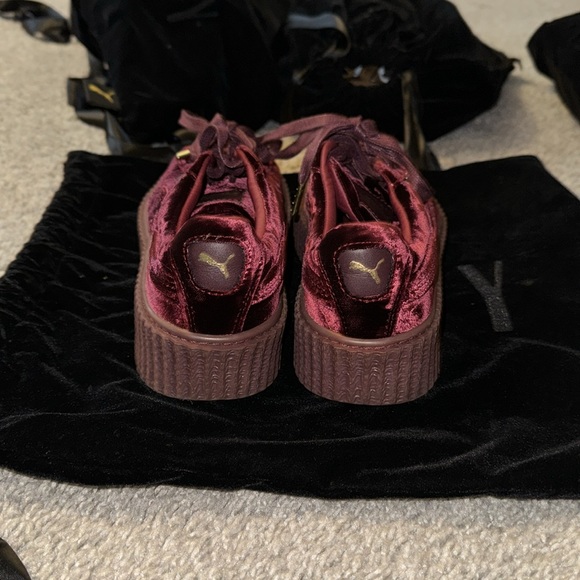 Rihanna Fenty Velvet Burgundy Creepers
